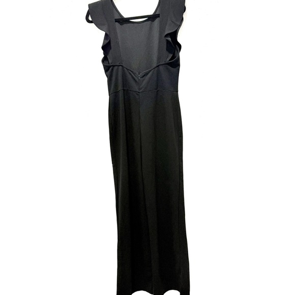 Lulu's Feel Your Love Black Ruffled Wide-Leg Jumpsuit L - Picture 9 of 11